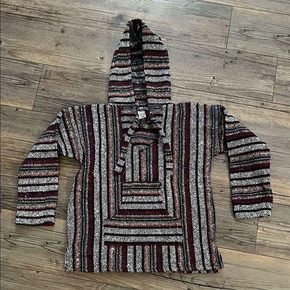 Striped Kids Hoodie with Multicolor Pattern